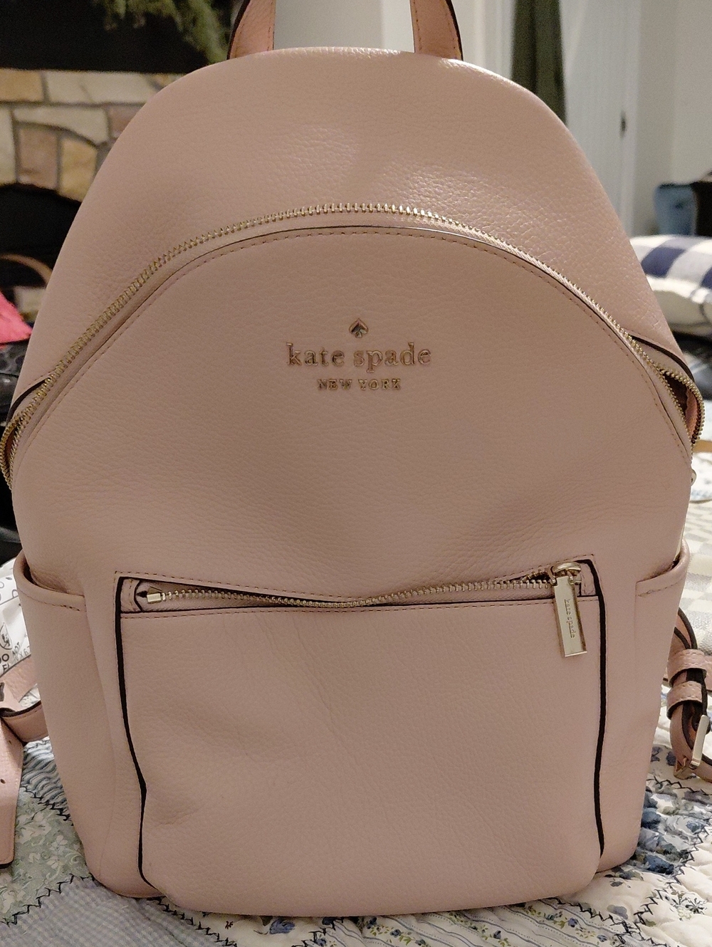 kate spade Blush Pink Leather Backpack with Gold Hardware